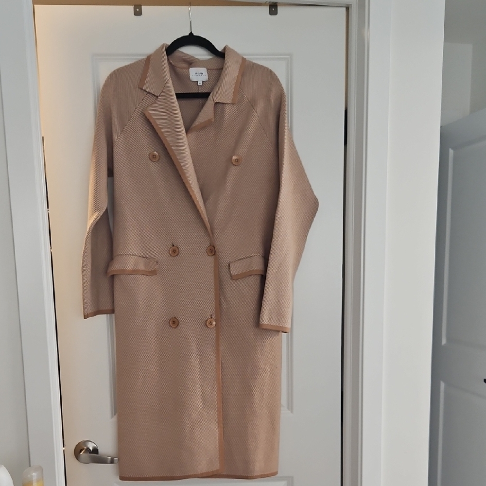 Double-Breasted Long Coat in Beige